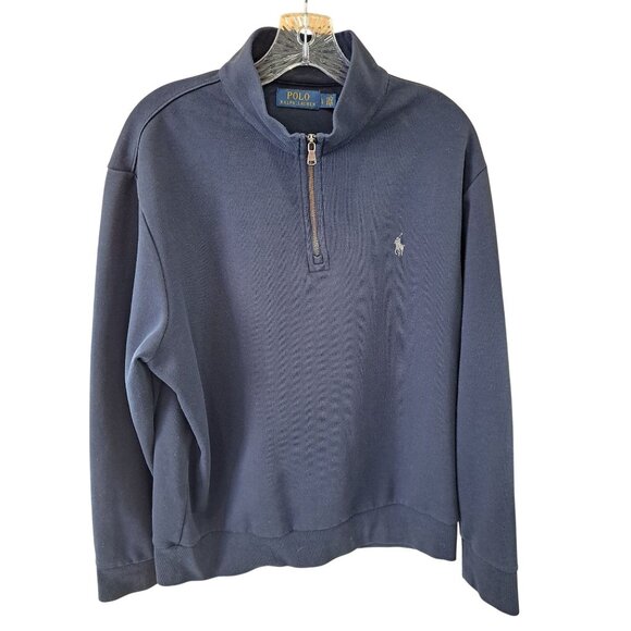 Polo Ralph Lauren Other - Polo Ralph Lauren Navy 1/4 Zip Pullover Sweatshirt L Embroidered Pony Cotton Bld